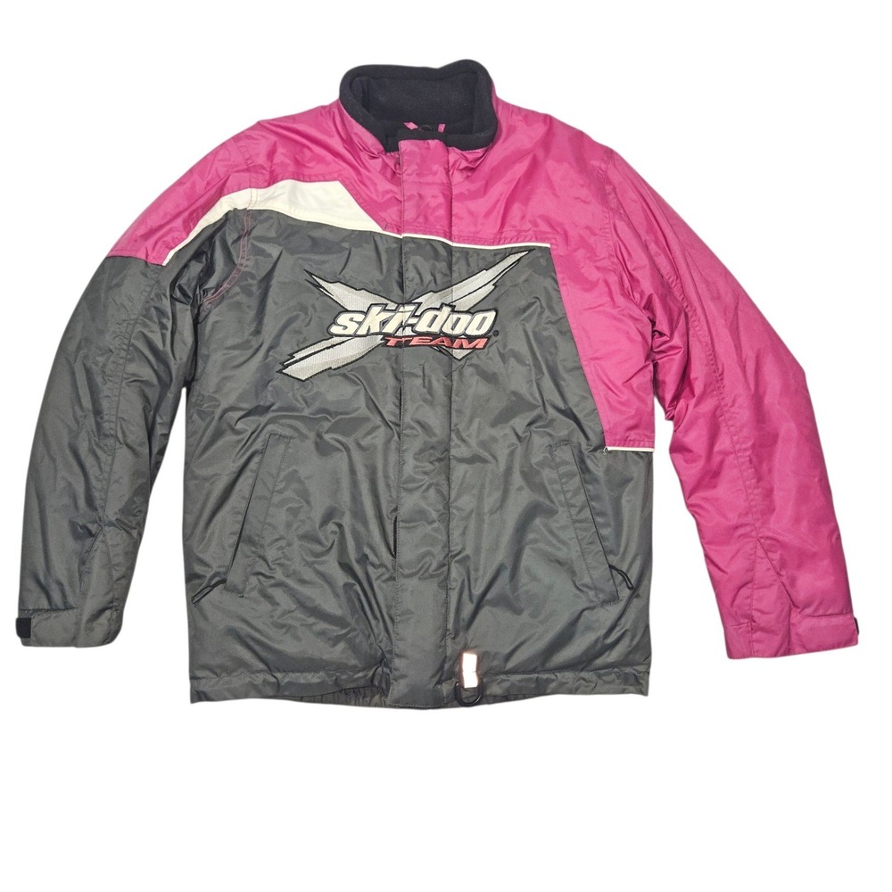 VTG Ski-Doo Team BRP Snowmobile Jacket Pink Grey Colorblock Sz 14